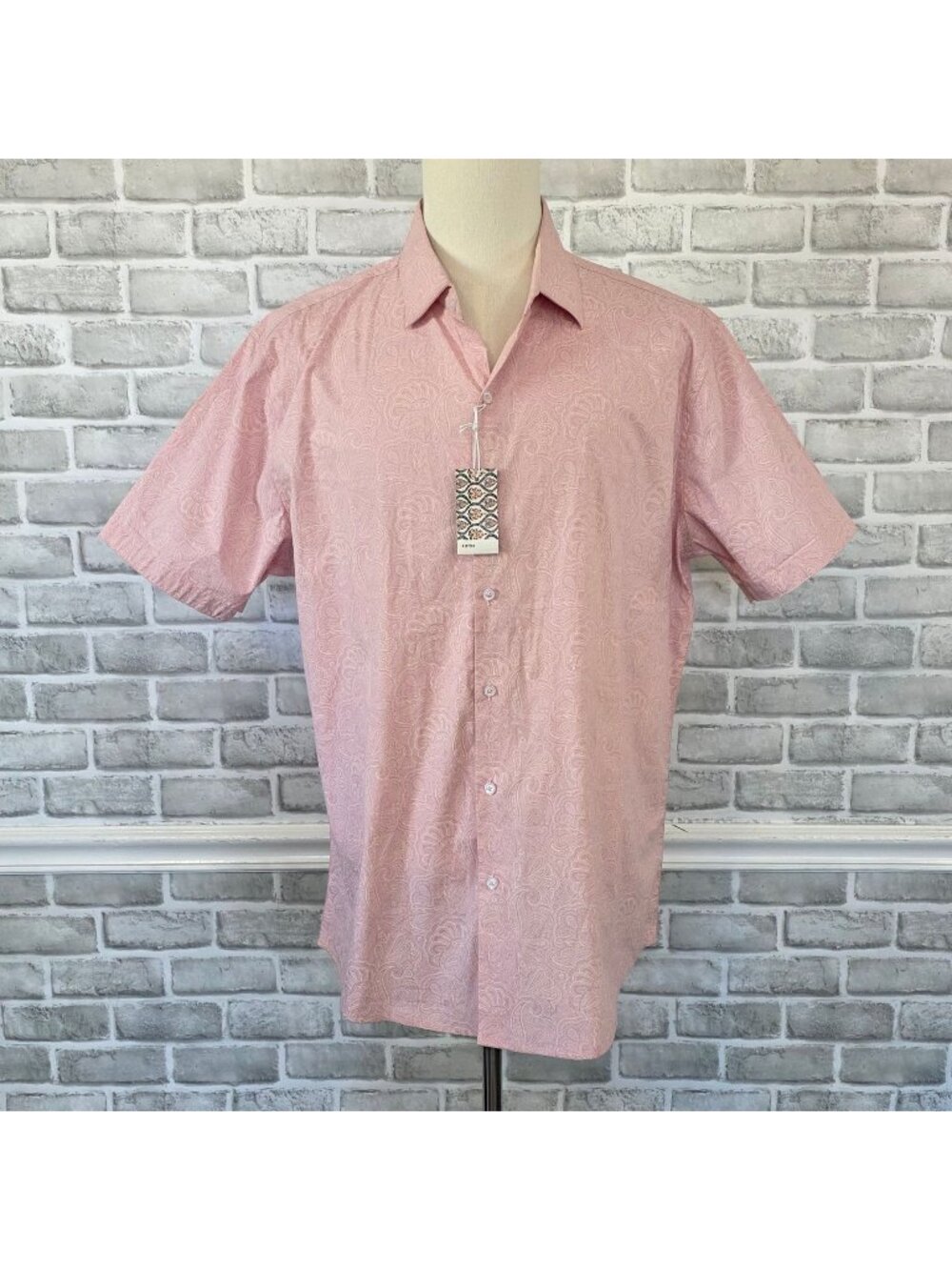 CONSEQUENCE NWT Pink Paisley 100% Cotton Short Sleeve Western Boho Shirt XL